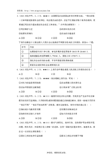 2021年河北省初中毕业生升学文化课考试文科综合试卷道德与法治部分