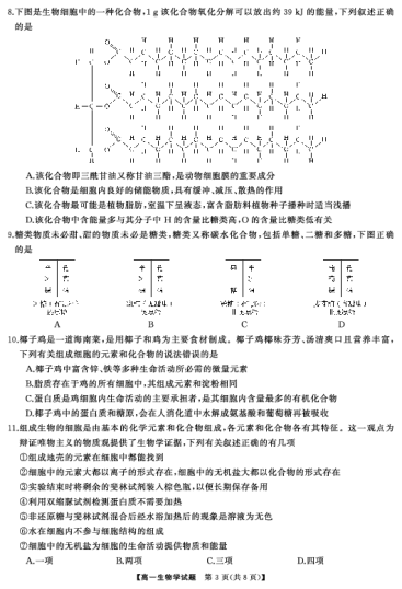 湖湘名校教育联合体·2024年下学期高一10月大联考高一生物(试题)